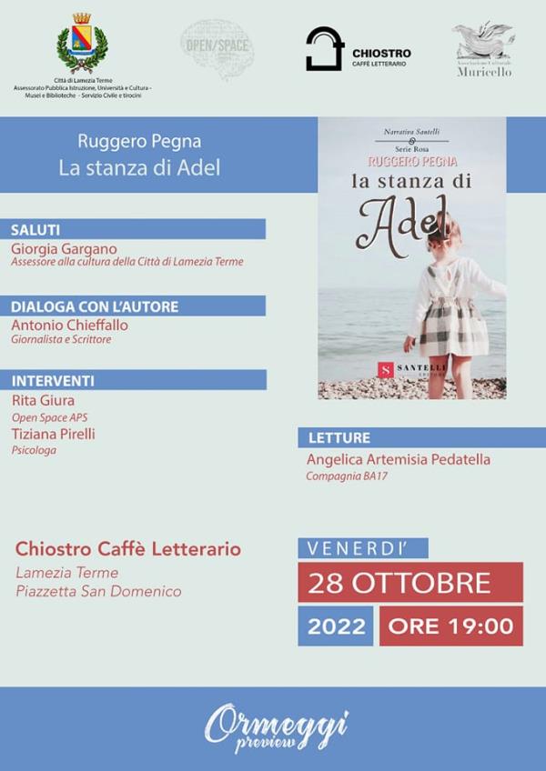 images “La stanza di Adel”, il nuovo romanzo di Ruggero Pegna: domani presentazione a Lamezia