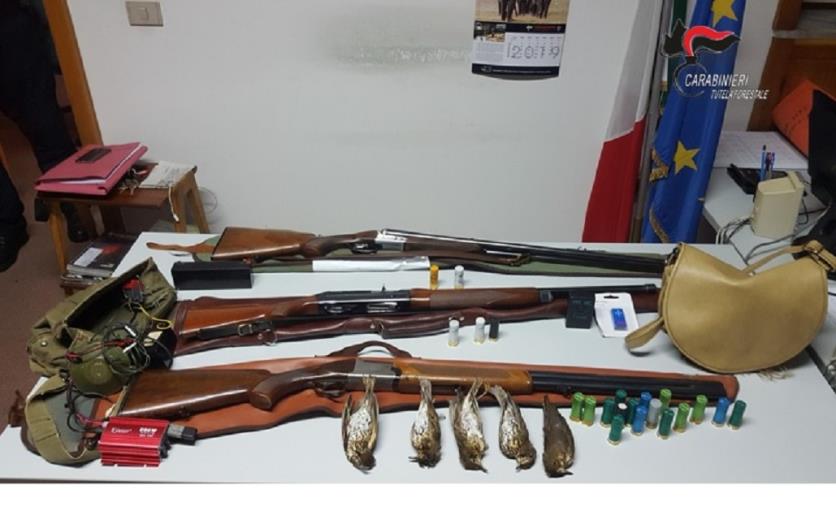 images Lamezia Terme, a caccia con mezzi vietati: sequestrati 4 armi e richiami acustici vietati