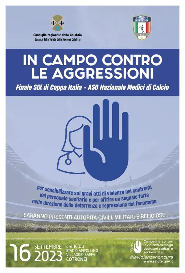 images In campo contro le aggressioni: il 16 settembre a Cotronei l'iniziativa del Garante della Salute con l'ASD Nazionale Medici di Calcio