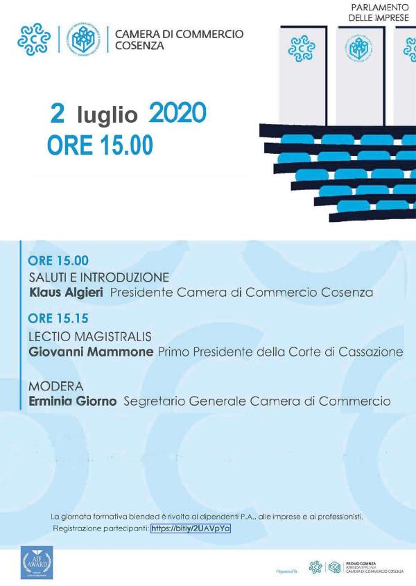Domani al Parlamento delle imprese della Camera di Commercio di Cosenza la lectio magistralis di Mammone