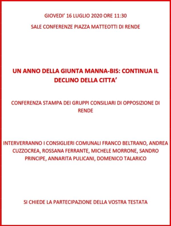 images "Un anno della giunta Manna bis-continua il declino della città" , a Rende la conferenza dei gruppi consiliari di minoranza