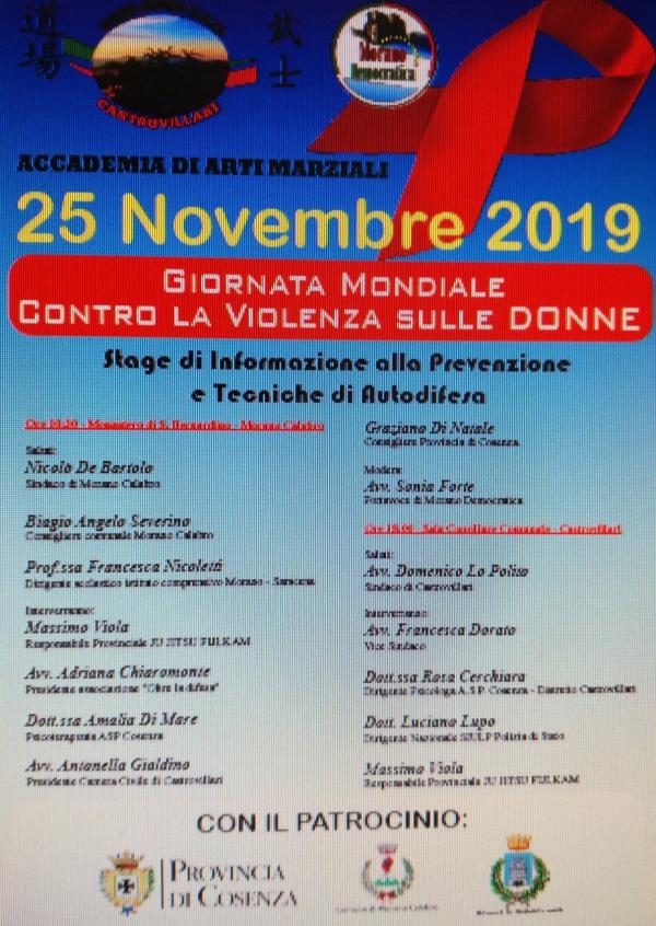 "Autodifesa e  prevenzione" a Castrovillari per la Giornata mondiale contro la violenza sulle donne 
