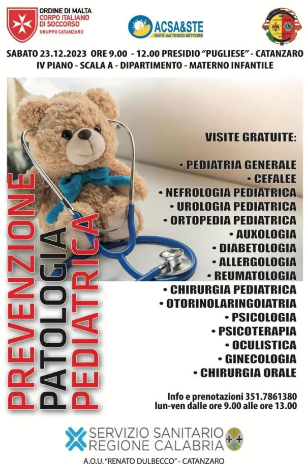 images Catanzaro, il 23 dicembre la “Giornata di visite gratuite per la prevenzione delle patologie pediatriche” 