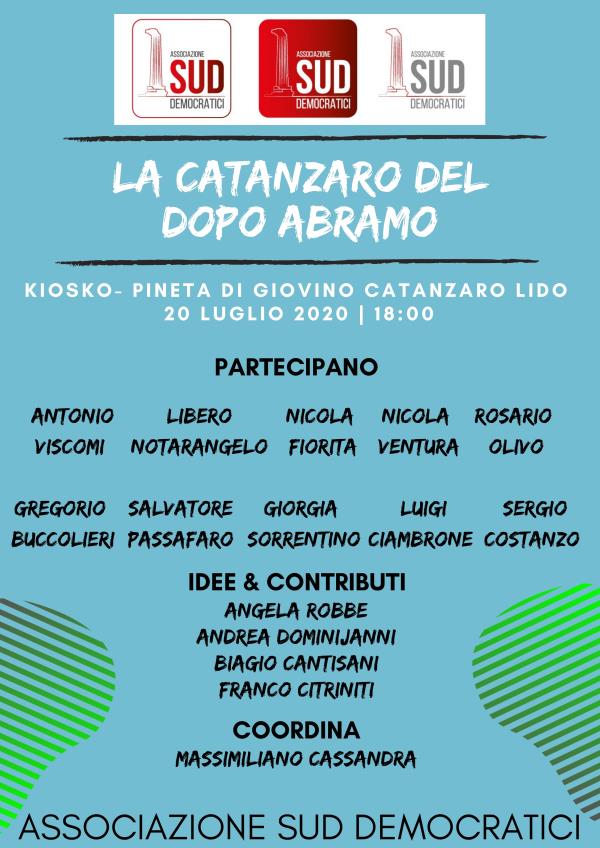 images “La Catanzaro del dopo Abramo “. Se ne parlerà il prossimo 20 luglio in un incontro organizzato dall'Associazione Sud Democratici