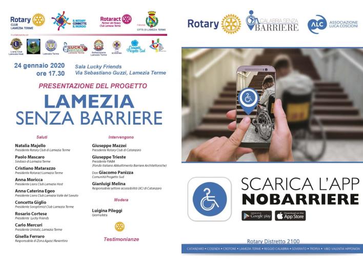 images "Lamezia senza barriere", il progetto del Rotary Club Lamezia Terme  verrà presentato venerdì nella sala dell’Associazione Lucky Friends