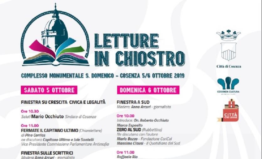 Sabato a Cosenza parte l'iniziativa “Letture in chiostro” con "La testimonianza del capitano Ultimo" 