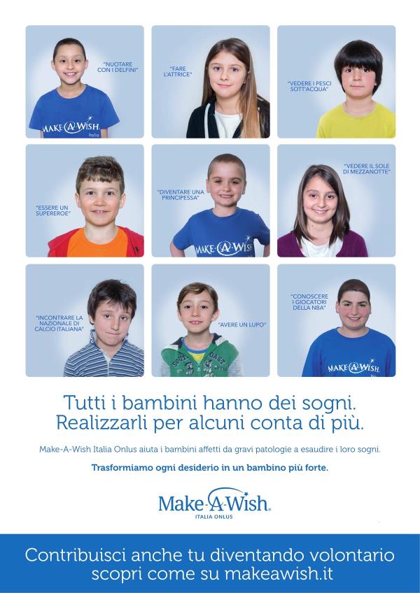 Make-A-Wish Italia Onlus recluta volontari calabresi per realizzare i sogni dei bambini affetti da gravi patologie