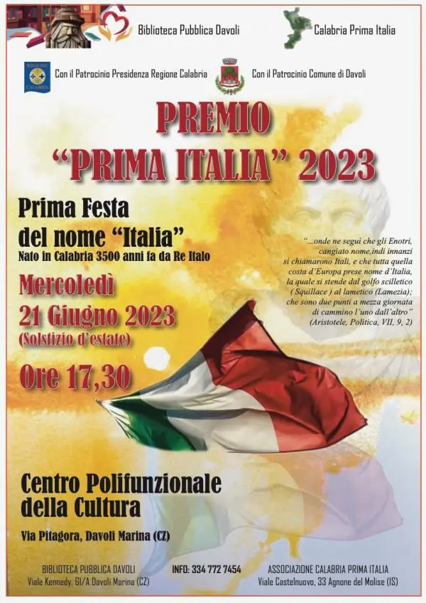 images Lettera a Tito, tutto pronto per il "Premio Prima Italia" 2023: il 21 giugno a Davoli