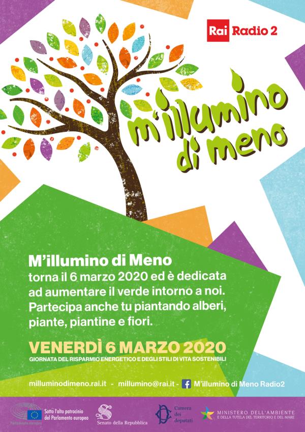 Il Comune di Rende il 6 marzo aderisce alla campagna nazionale "M'illumino di meno" per sensibilizzare sugli eccessivi consumi energetici