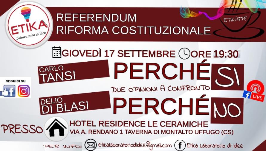 images Referendum. Giovedì a Montalto "Etika Laboratorio di idee" con Tansi e Di Blasi mette a confronto le ragioni del sì e del no 