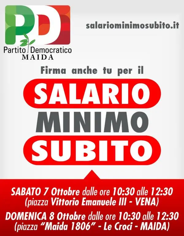 images Il Pd di Maida in piazza per sostenere la raccolta firme per l’introduzione del salario minimo