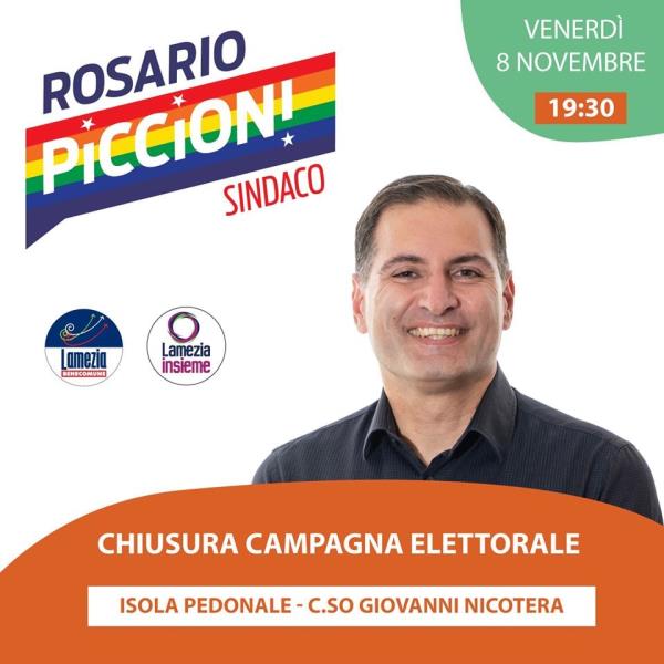 images Elezioni a Lamezia Terme, il candidato a sindaco Piccioni stasera chiude la campagna elettorale con due comizi