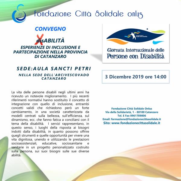 Il 3 dicembre all'Arcivescovado si parlerà di disabilità e inclusione