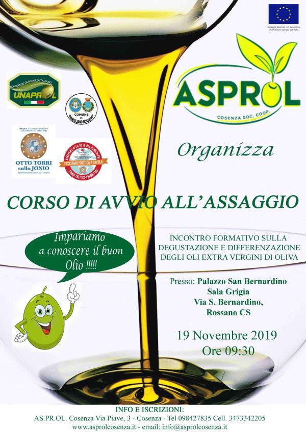 Al via domani a Corigliano Rossano il "Corso di avvio all’assaggio" dell'olio extravergine d'oliva