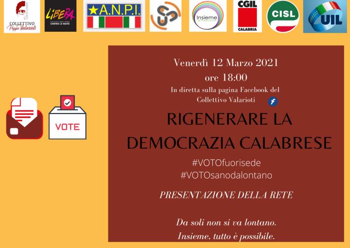 "Rigenerare la democrazia calabrese", il 12 marzo la presentazione della Rete regionale per il voto ai fuorisede