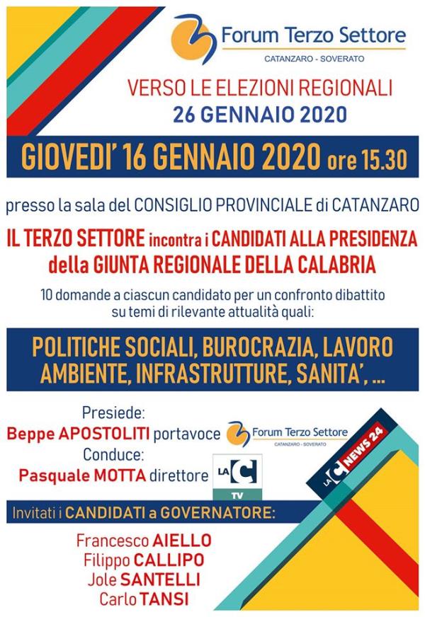 images REGIONALI. Il Forum del Terzo Settore di Catanzaro incontra, giovedì, i candidati alla presidenza della Regione 