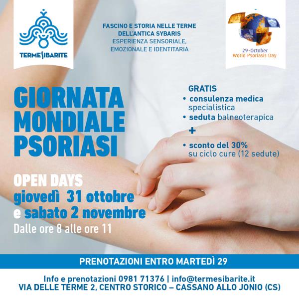 images Balneoterapia per la cura della psoriasi, open days giovedì 31 ottobre e sabato 2 novembre a Sibari