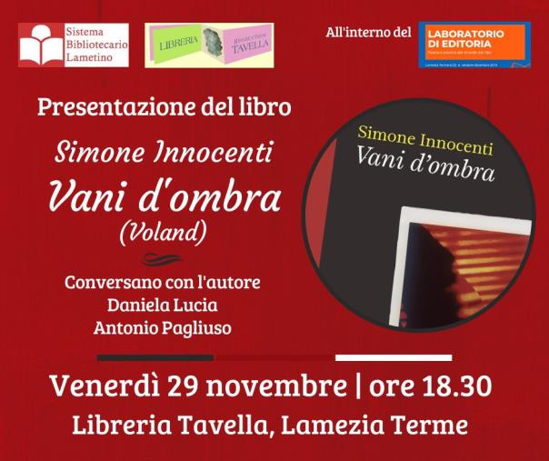 images Lamezia Terme, venerdì presentazione del romanzo “Vani d’ombra” di Simone Innocenti