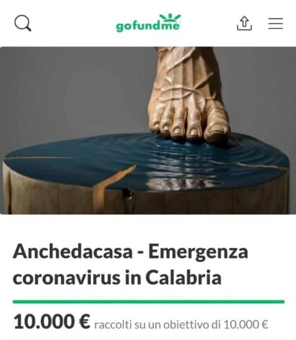 Coronavirus. Raggiunta quota 10mila euro: successo per la raccolta fondi #anchedacasa dell’artista calabrese Tropiano per il Policlinico 