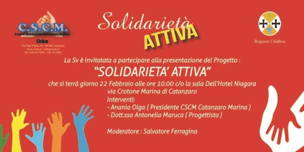 images Domani all'Hotel Niagara la presentazione del progetto “La Solidarietà attiva”,  promosso dal Centro Solidarietà Catanzaro 