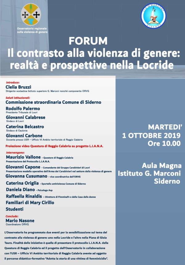 Siderno, il primo ottobre “Il contrasto alla violenza di genere. Realtà e prospettive nella Locride”