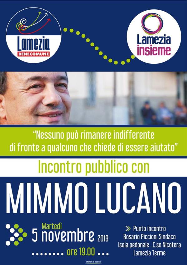 Elezioni a Lamezia Terme, martedì Mimmo Lucano ospite del candidato a sindaco Rosario Piccioni 