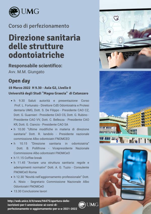images "Direzione sanitaria delle strutture odontoiatriche": sabato 19 marzo l’incontro all'Umg di Catanzaro