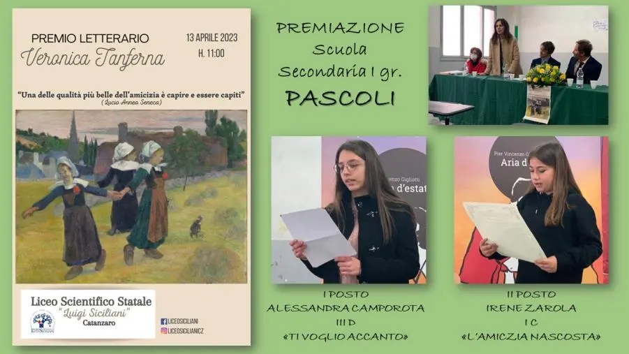 images Catanzaro, la scuola “Pascoli" conquista il podio alla V edizione del Premio letterario “Veronica Tanferna” 