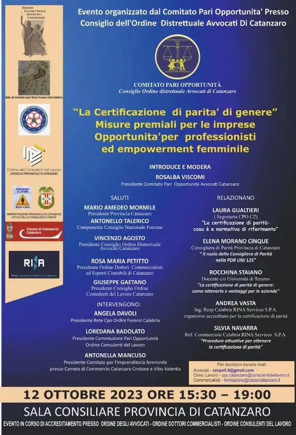 images “Misure premiali per le imprese Opportunità per professionisti ed empowerment femminile”, l'iniziativa giovedì 12 ottobre a Catanzaro