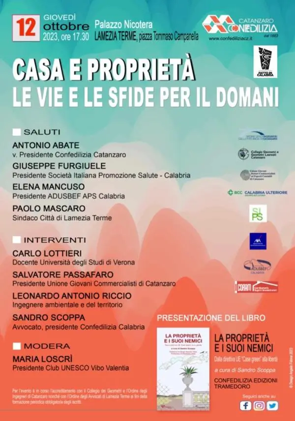 images Casa e proprietà, quali sfide per il futuro: domani 12 ottobre Confedilizia ne discuterà a Catanzaro
