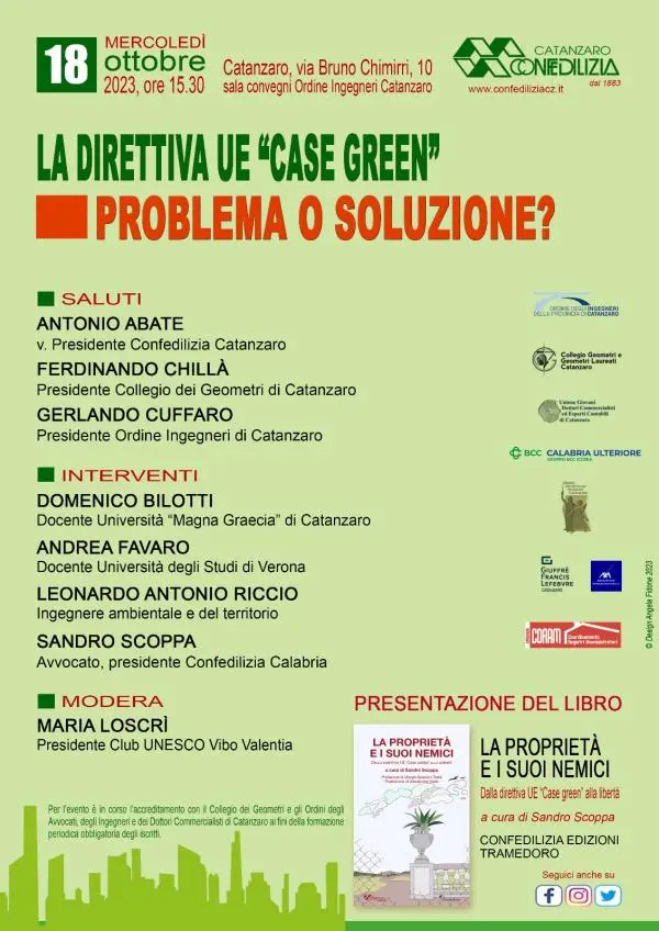images Case green, problemi e soluzioni della direttiva Ue: il 18 ottobre a Catanzaro l'appuntamento di Confedilizia 

