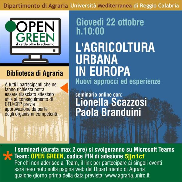 "L'Agricoltura urbana in Europa", confronto a più voci alla Biblioteca di Agraria dell’Università Mediterranea di Reggio Calabria