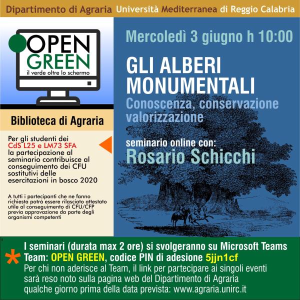 images A “Open Green: il verde oltre lo schermo” ospite della Biblioteca di Agraria dell’Università Mediterranea il prof  Schicchi  