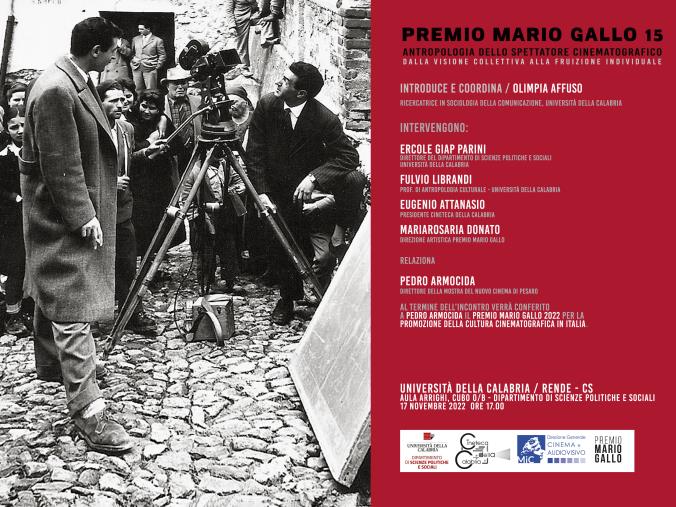 Cineteca della Calabria, a Rende ritornano le attività del Premio Mario Gallo