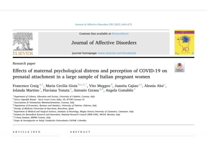 images L'ansia da Covid influisce sull'attaccamento prenatale: lo dimostra uno studio calabrese pubblicato su rivista scientifica nazionale
