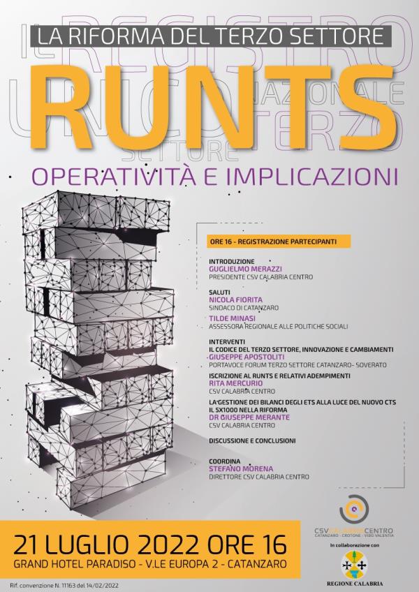 images Iscrizione al Runts, domani a Catanzaro l'incontro promosso dal CSV Calabria Centro e dalla Regione