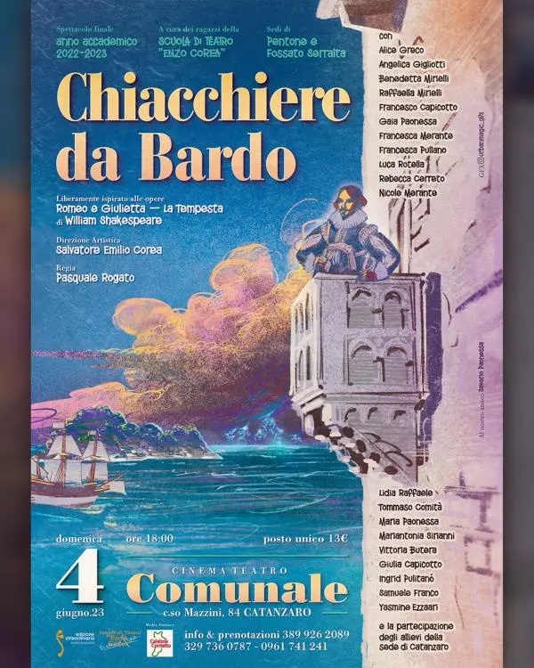 images "Chiacchiere da Bardo", domenica 4 giugno a Catanzaro il saggio-spettacolo della Scuola di Teatro “Enzo Corea”