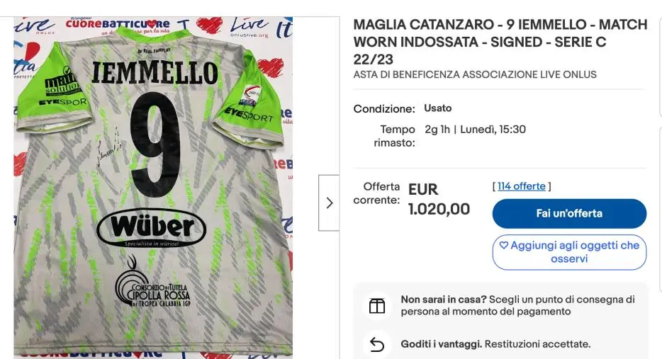 Asta di beneficienza Catanzaro: offerte da record per aggiudicarsi le maglie