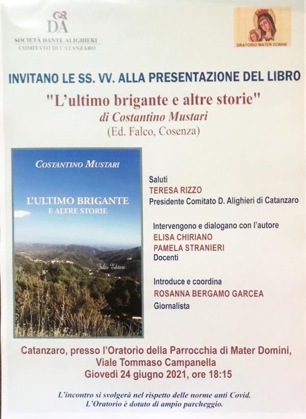 images Catanzaro. Il 24 giugno sarà presentato "L'ultimo brigante e altre storie", il libro di Costantino Mustari