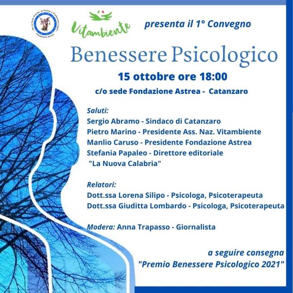 images Catanzaro. Questo pomeriggio il convegno e il premio di Vitambiente dedicati al benessere psicologico