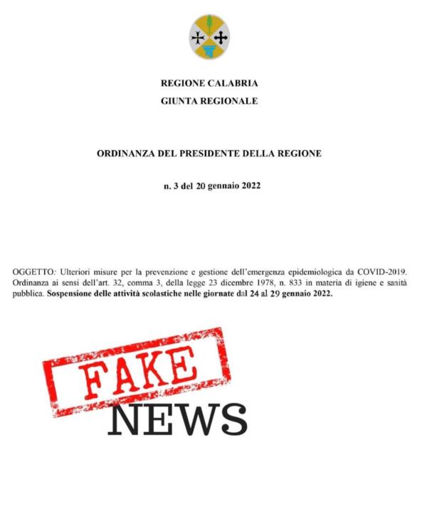 images "Scuole chiuse in Calabria": nelle chat impazza la notizia ma è una fake news