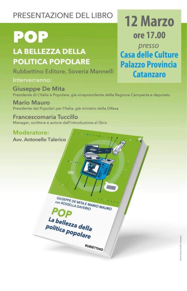 images "Pop, la bellezza della politica popolare": sabato a Catanzaro la presentazione del libro