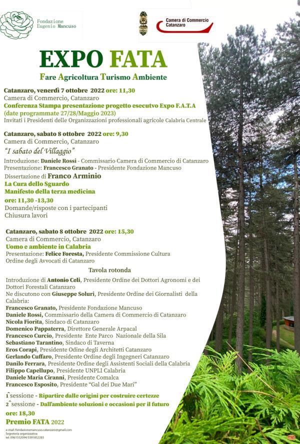 Expo Fata, domani il premio in CCIA e l'incontro su "Uomo e ambiente in Calabria"