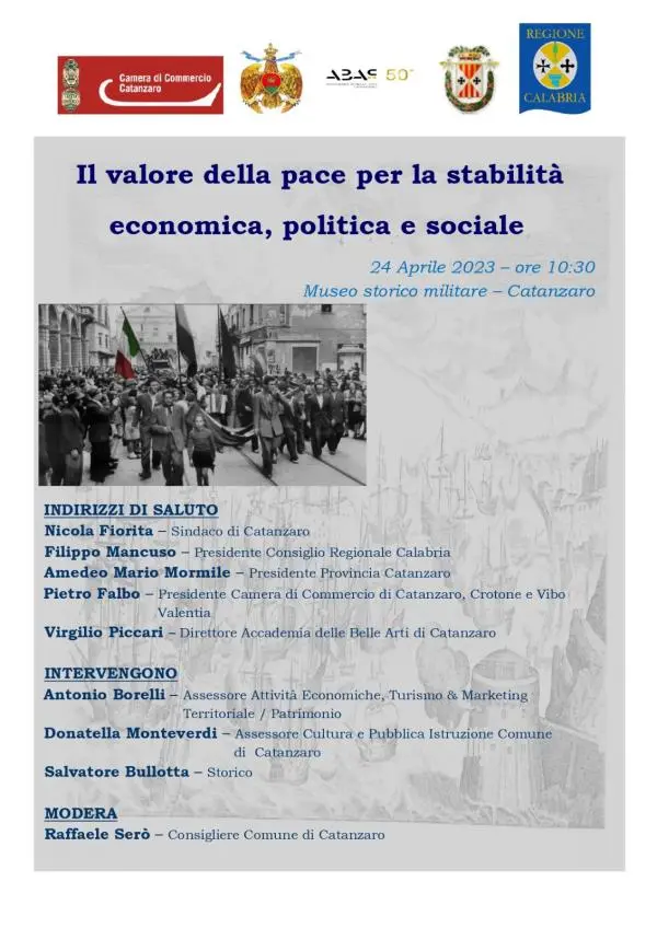 images Il valore della pace per la stabilità economica, politica e sociale: il 24 aprile al Musmi di Catanzaro un dibattito sul tema