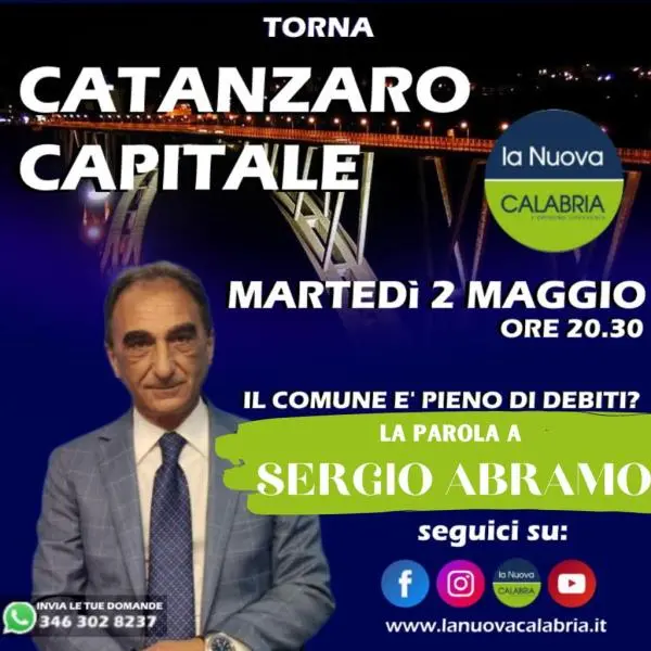 images Catanzaro Capitale, il Comune è pieno di debiti? La parola a Sergio Abramo: domani la diretta alle 20.30