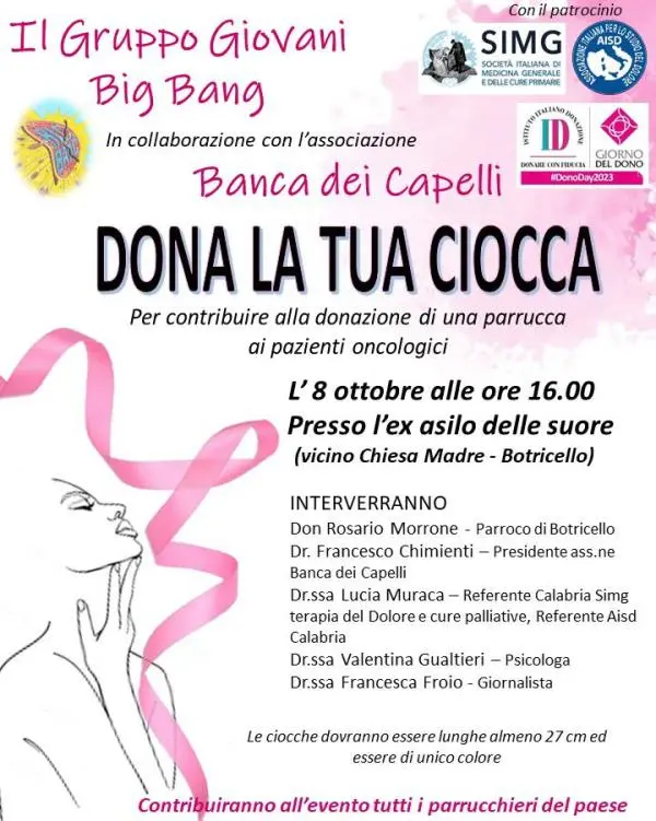 images Botricello, oggi l'appuntamento con "Vieni e dona la tua ciocca" promosso da Big Bang Aps