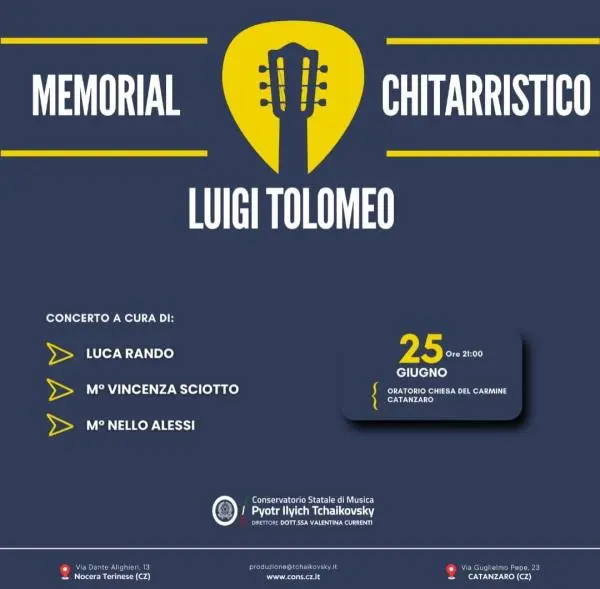 Catanzaro, serata di musica all'Oratorio della Chiesa del Carmine con il 'Memorial Luigi Tolomeo'