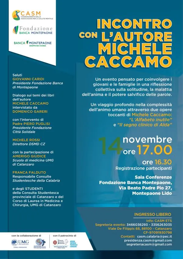 Fondazione Banca Montepaone, incontro con Michele Caccamo