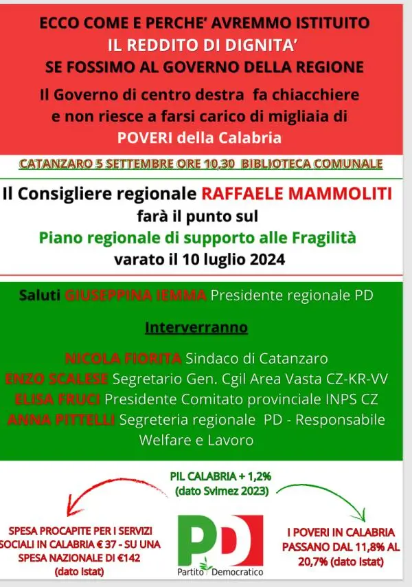 images Fragilità e reddito di dignità, il 5 settembre focus nella biblioteca De Nobili a Catanzaro