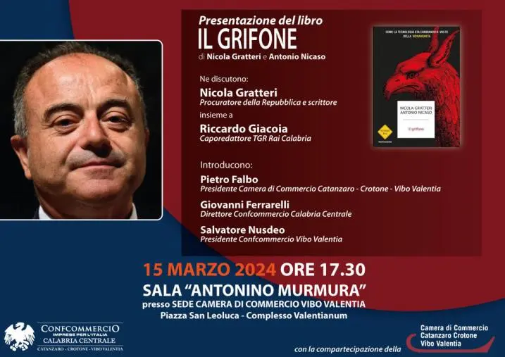 Il Procuratore Gratteri sarà a Vibo per la presentazione del libro "Il grifone"